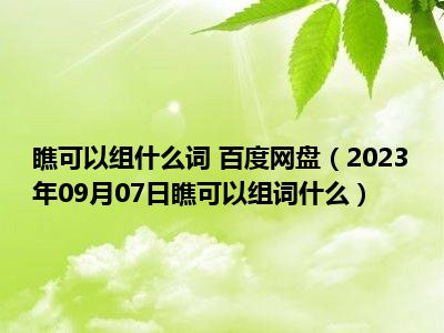 瞧可以组什么词 百度网盘（2023年09月07日瞧可以组词什么）