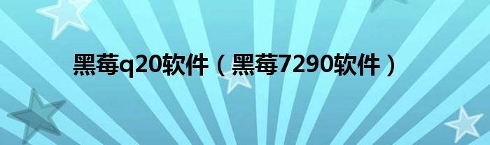  黑莓q20软件（黑莓7290软件）