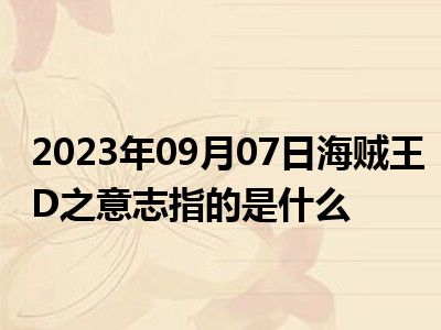 2023年09月07日海贼王D之意志指的是什么