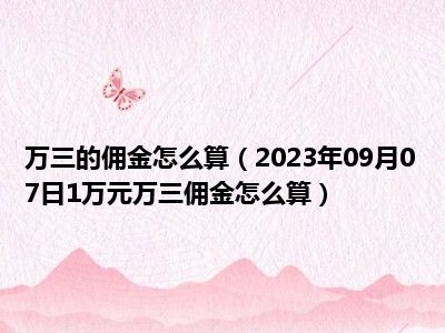 万三的佣金怎么算（2023年09月07日1万元万三佣金怎么算）