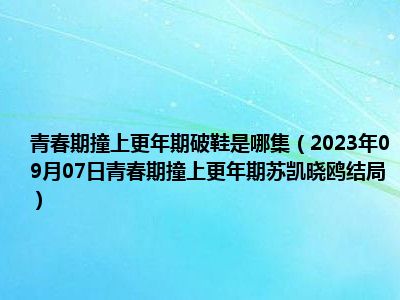 青春期撞上更年期破鞋是哪集（2023年09月07日青春期撞上更年期苏凯晓鸥结局）