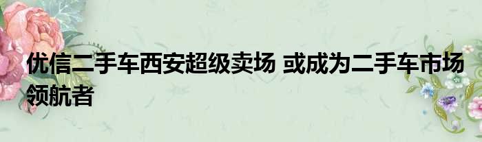 优信二手车西安超级卖场 或成为二手车市场领航者