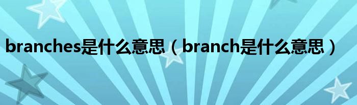 branches是什么意思（branch是什么意思）