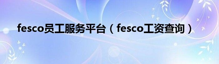  fesco员工服务平台（fesco工资查询）