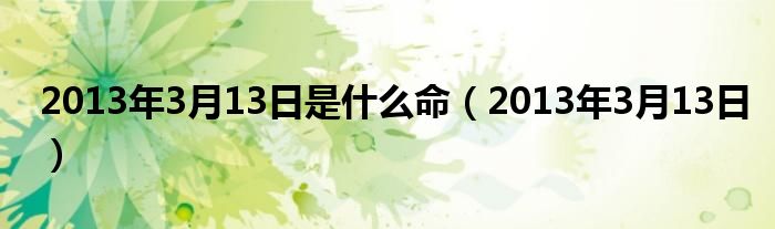  2013年3月13日是什么命（2013年3月13日）