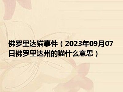 佛罗里达猫事件（2023年09月07日佛罗里达州的猫什么意思）