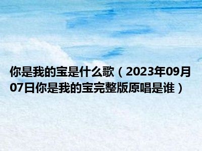 你是我的宝是什么歌（2023年09月07日你是我的宝完整版原唱是谁）