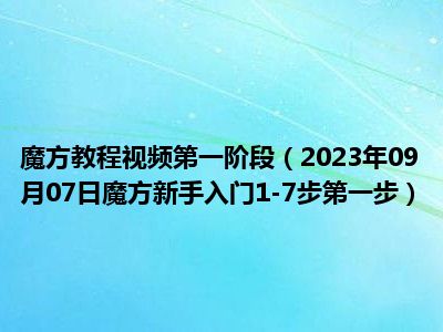 魔方教程视频第一阶段（2023年09月07日魔方新手入门1-7步第一步）