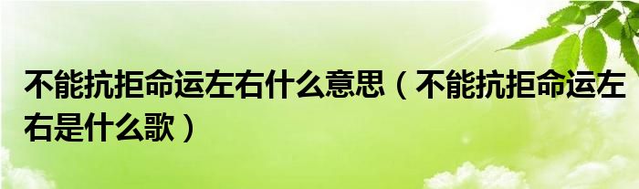  不能抗拒命运左右什么意思（不能抗拒命运左右是什么歌）