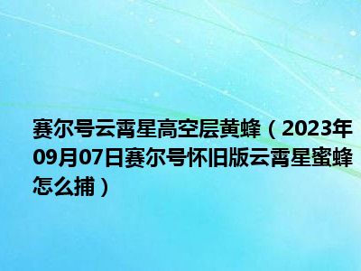 赛尔号云霄星高空层黄蜂（2023年09月07日赛尔号怀旧版云霄星蜜蜂怎么捕）