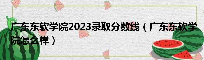 广东东软学院2023录取分数线（广东东软学院怎么样）