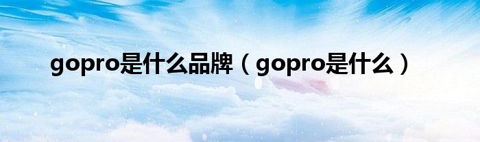  gopro是什么品牌（gopro是什么）