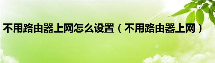  不用路由器上网怎么设置（不用路由器上网）