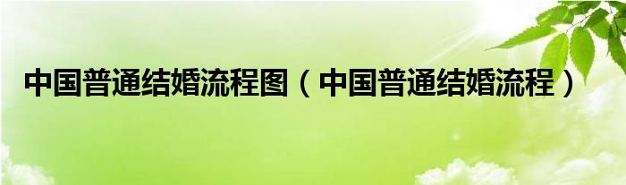  中国普通结婚流程图（中国普通结婚流程）