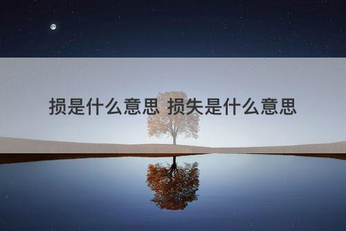 损是什么意思 损失是什么意思