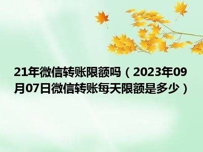 21年微信转账限额吗（2023年09月07日微信转账每天限额是多少）