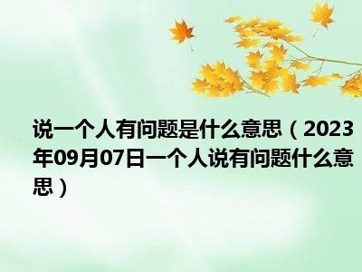 说一个人有问题是什么意思（2023年09月07日一个人说有问题什么意思）