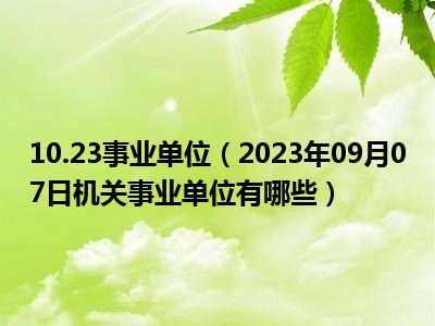 10.23事业单位（2023年09月07日机关事业单位有哪些）