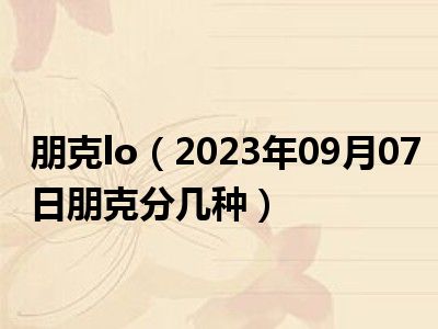 朋克lo（2023年09月07日朋克分几种）