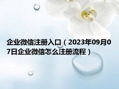 企业微信注册入口（2023年09月07日企业微信怎么注册流程）