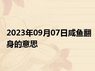 2023年09月07日咸鱼翻身的意思