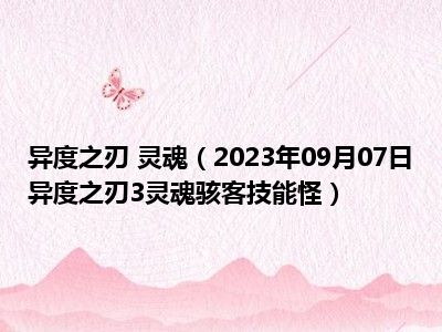 异度之刃 灵魂（2023年09月07日异度之刃3灵魂骇客技能怪）