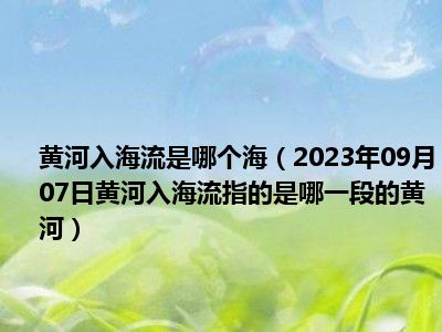 黄河入海流是哪个海（2023年09月07日黄河入海流指的是哪一段的黄河）