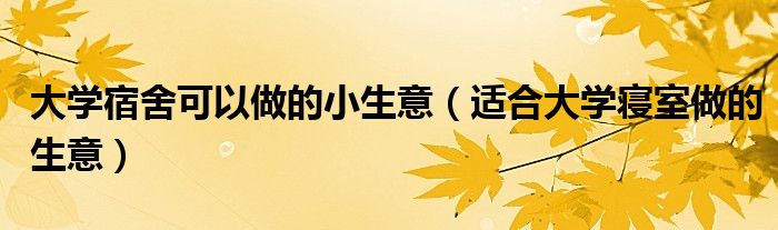  大学宿舍可以做的小生意（适合大学寝室做的生意）