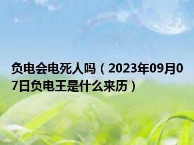 负电会电死人吗（2023年09月07日负电王是什么来历）