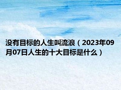 没有目标的人生叫流浪（2023年09月07日人生的十大目标是什么）