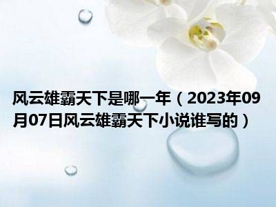 风云雄霸天下是哪一年（2023年09月07日风云雄霸天下小说谁写的）