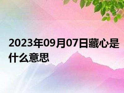 2023年09月07日藏心是什么意思