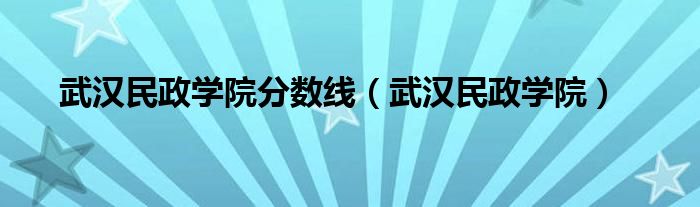  武汉民政学院分数线（武汉民政学院）