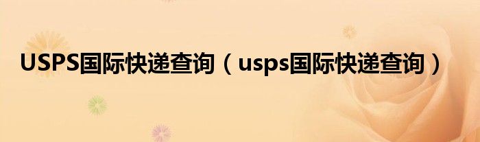  USPS国际快递查询（usps国际快递查询）