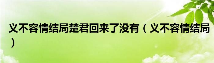  义不容情结局楚君回来了没有（义不容情结局）