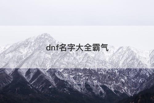 dnf名字大全霸气