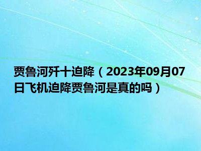 贾鲁河歼十迫降（2023年09月07日飞机迫降贾鲁河是真的吗）