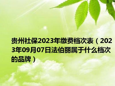 贵州社保2023年缴费档次表（2023年09月07日法伯丽属于什么档次的品牌）