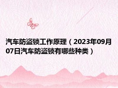 汽车防盗锁工作原理（2023年09月07日汽车防盗锁有哪些种类）