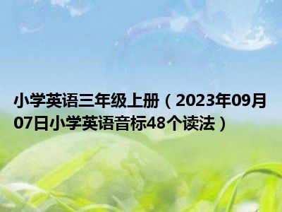 小学英语三年级上册（2023年09月07日小学英语音标48个读法）