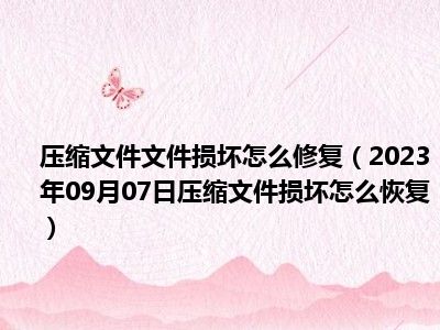 压缩文件文件损坏怎么修复（2023年09月07日压缩文件损坏怎么恢复）