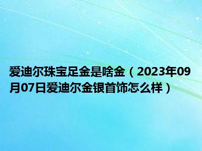 爱迪尔珠宝足金是啥金（2023年09月07日爱迪尔金银首饰怎么样）