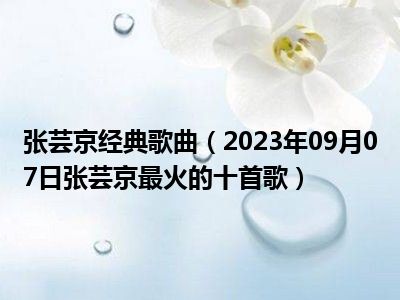 张芸京经典歌曲（2023年09月07日张芸京最火的十首歌）