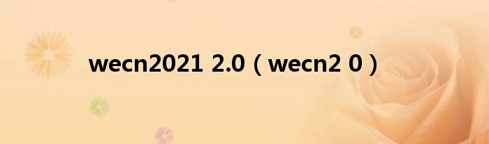  wecn2021 2.0（wecn2 0）