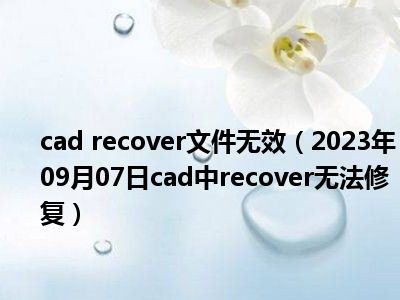 cad recover文件无效（2023年09月07日cad中recover无法修复）