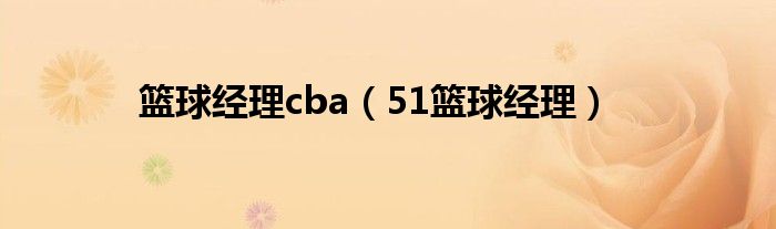  篮球经理cba（51篮球经理）