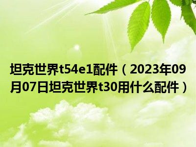 坦克世界t54e1配件（2023年09月07日坦克世界t30用什么配件）