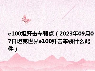 e100坦歼击车弱点（2023年09月07日坦克世界e100歼击车装什么配件）