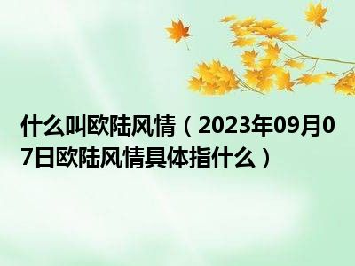 什么叫欧陆风情（2023年09月07日欧陆风情具体指什么）