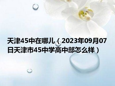 天津45中在哪儿（2023年09月07日天津市45中学高中部怎么样）